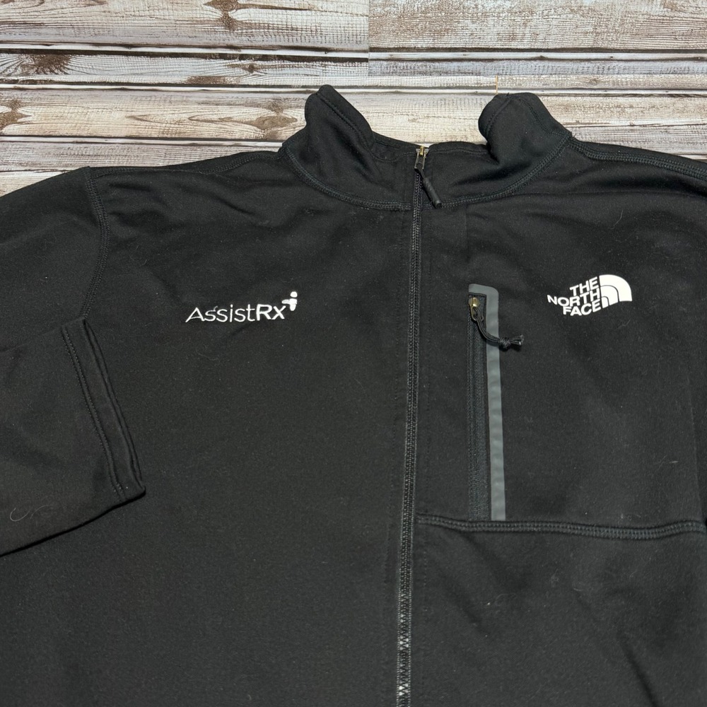 The North Face Full Zip‎ Fleece Jacket Mens XL Black AssistRx Logo Pocket